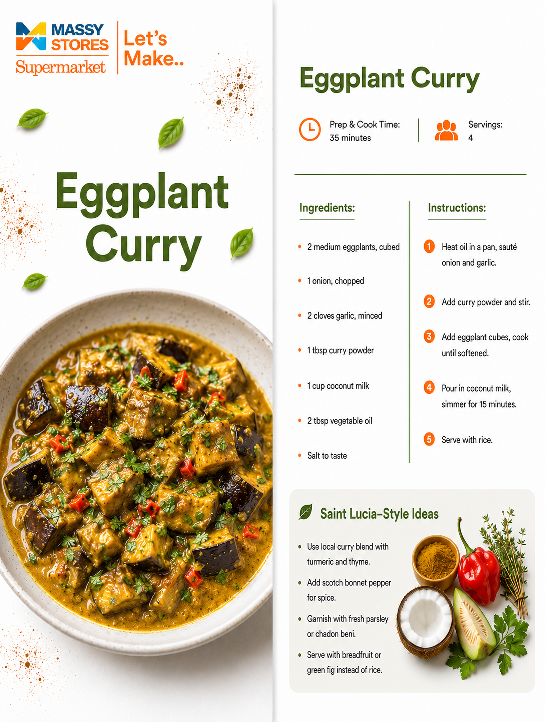 Eggplant Curry recipe ingredients and instructions
