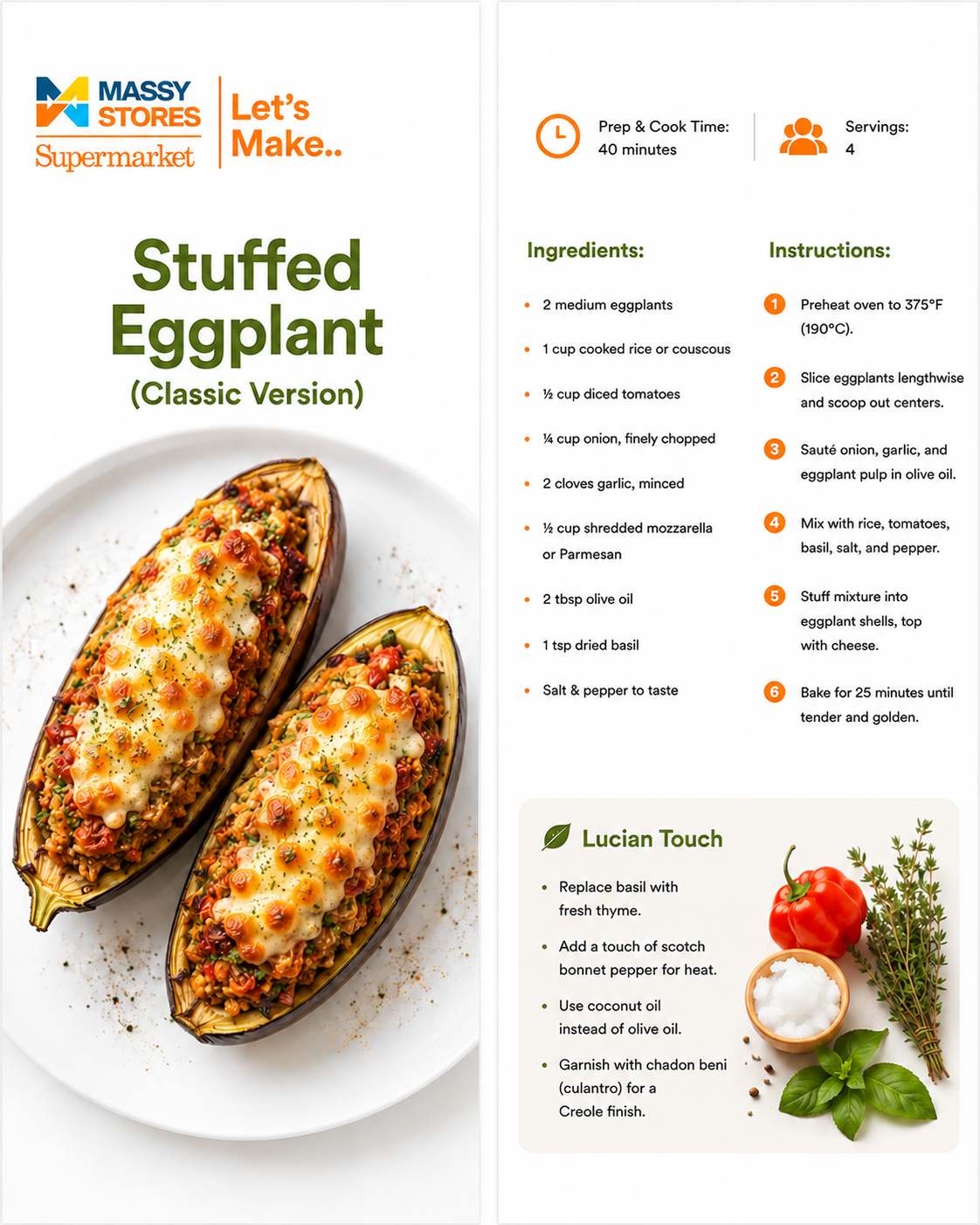 Stuffed Eggplant recipe ingredients and instructions